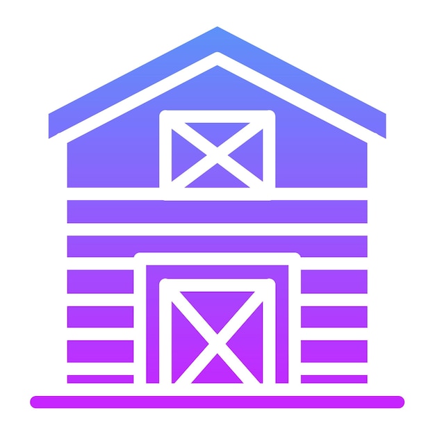 Ilustración del icono vectorial del granero del conjunto de iconos del pueblo