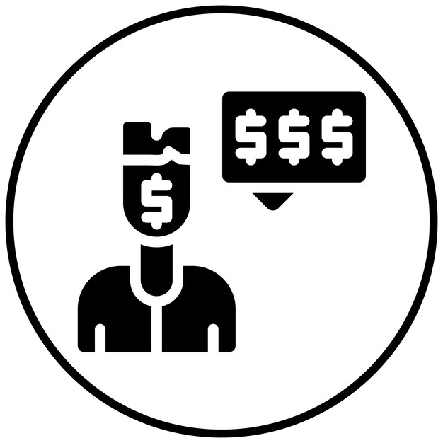 La ilustración del icono vectorial de Greedy Banker del conjunto de iconos de Corrupción