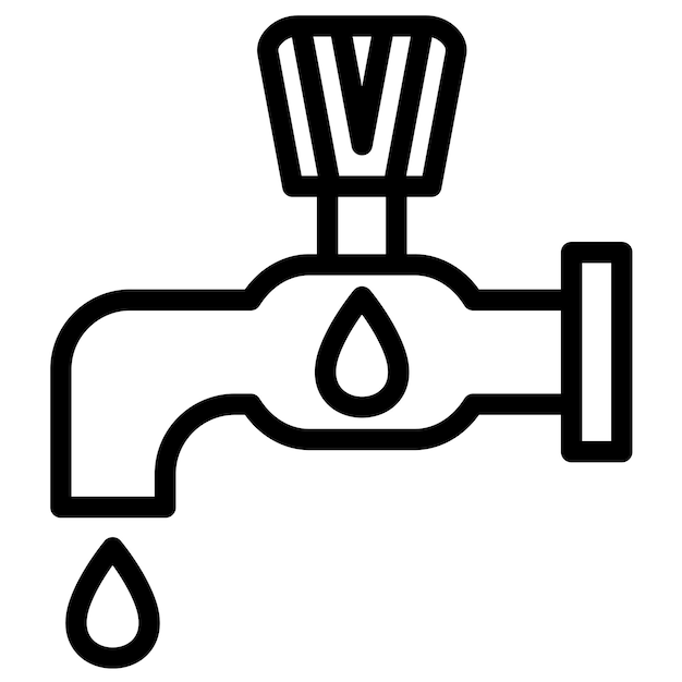 Ilustración del icono vectorial del grifo de agua del conjunto de iconos de Ecología