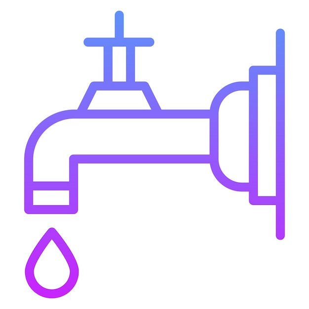 Ilustración del icono vectorial del grifo de agua del conjunto de iconos de la rutina de higiene