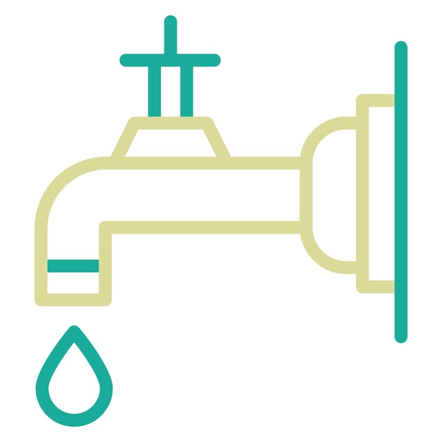 Ilustración del icono vectorial del grifo de agua del conjunto de iconos de la rutina de higiene