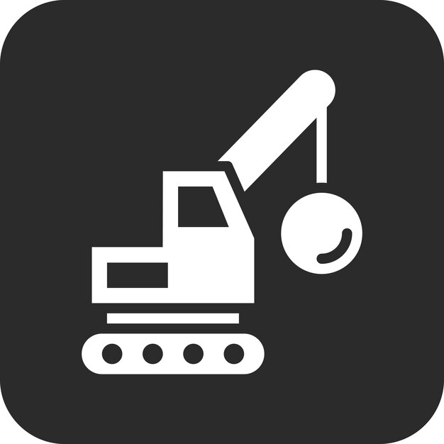 Ilustración del icono vectorial de la grúa de demolición del conjunto de iconos de herramientas de construcción