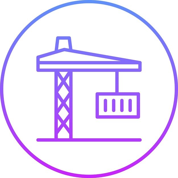Ilustración del icono vectorial de la grúa del puerto del conjunto de iconos del proceso industrial
