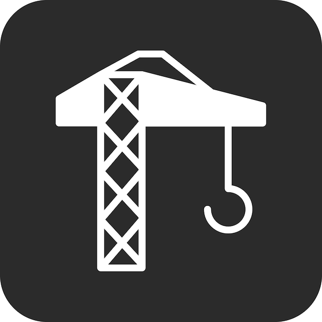 Ilustración del icono vectorial de la grúa de la torre del conjunto de iconos de herramientas de construcción