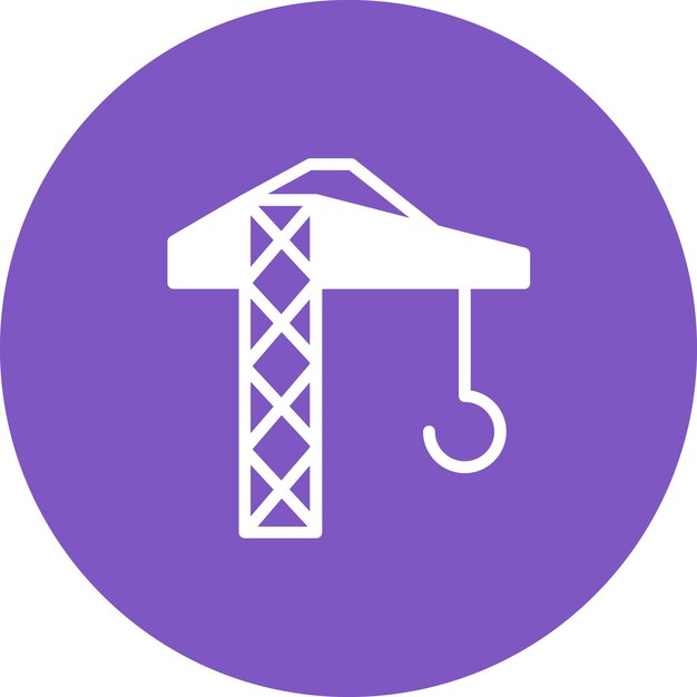 Ilustración del icono vectorial de la grúa de la torre del conjunto de iconos de herramientas de construcción