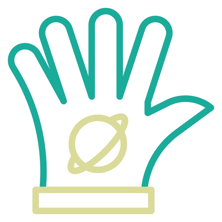 Vector ilustración del icono vectorial de los guantes espaciales del conjunto de iconos de tecnología espacial