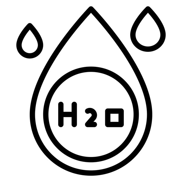 Ilustración del icono vectorial de H2O del conjunto de iconos de química