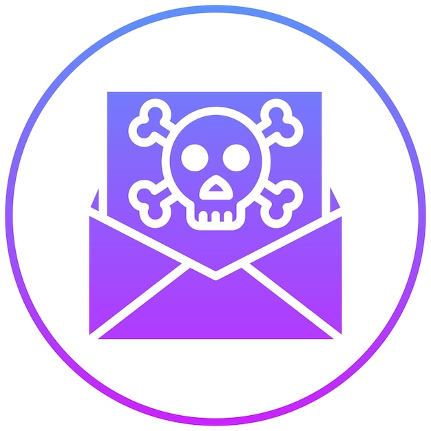 Ilustración de icono vectorial hackeado por correo electrónico del conjunto de iconos de Seguridad Cibernética