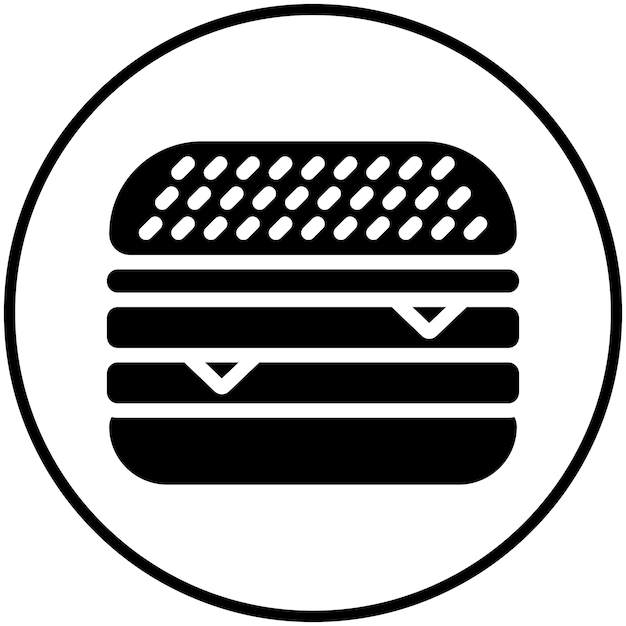 Ilustración del icono vectorial de la hamburguesa de queso del conjunto de iconos de Street Food