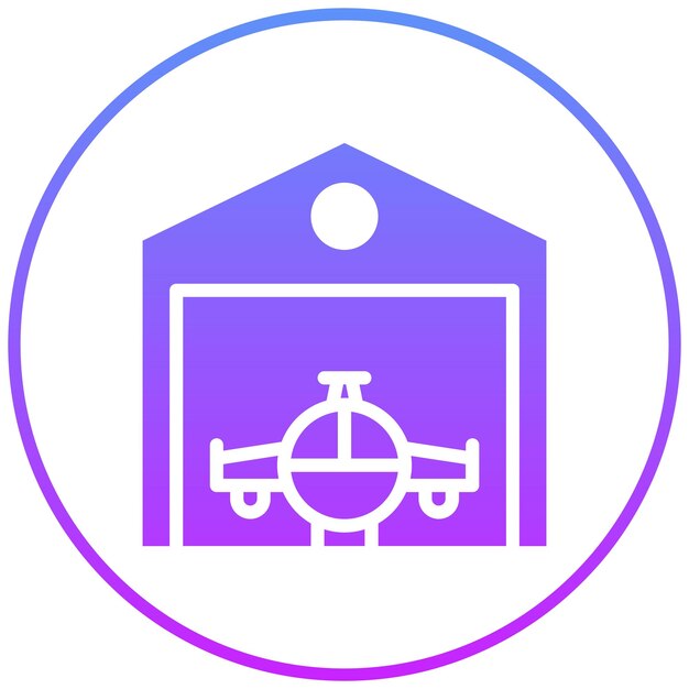 Ilustración del icono vectorial del hangar del conjunto de iconos de aviación