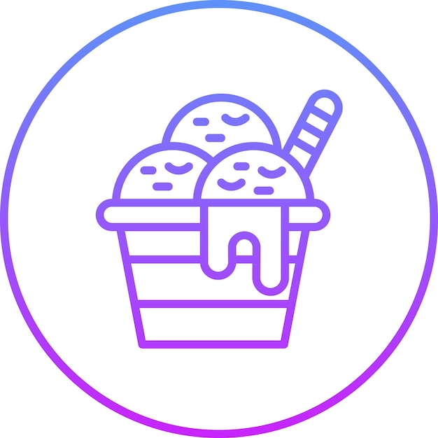 Ilustración del icono vectorial del helado del conjunto de iconos del restaurante