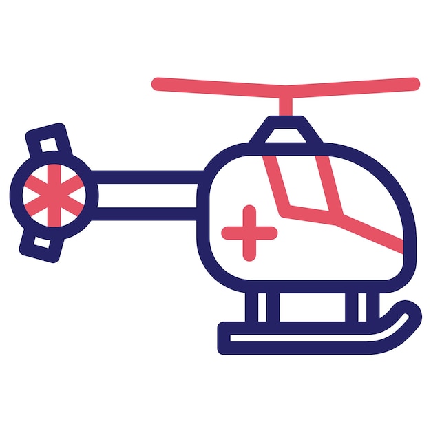 Ilustración del icono vectorial del helicóptero del conjunto de iconos de medicina