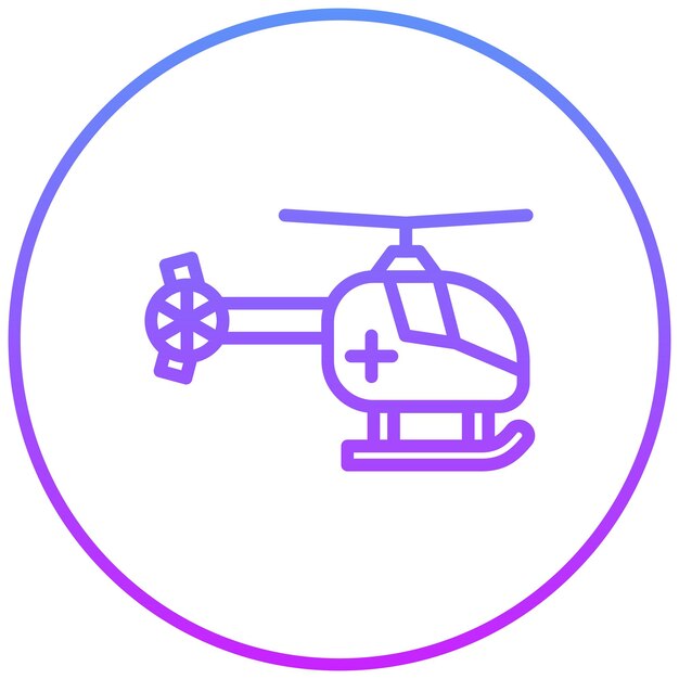 Ilustración del icono vectorial del helicóptero del conjunto de iconos de medicina