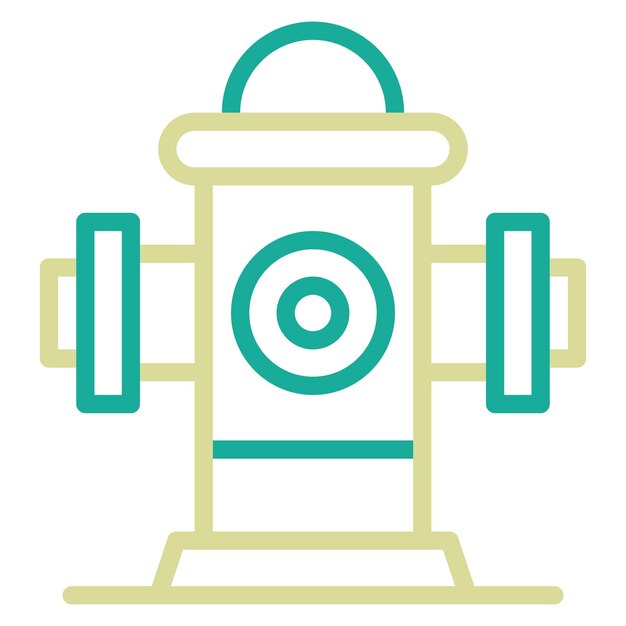 Ilustración del icono vectorial del hidrante del conjunto de iconos de bomberos