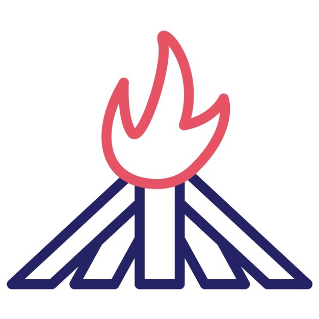 Ilustración del icono vectorial de la hoguera del conjunto de iconos de invierno