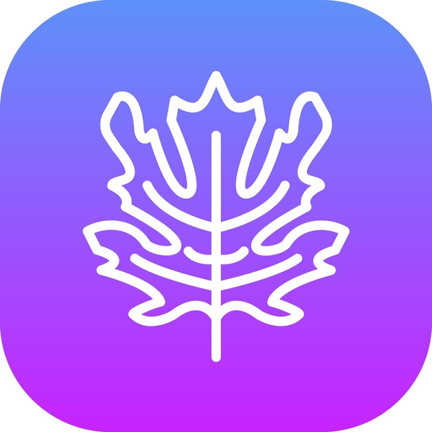 Ilustración del icono vectorial de la hoja de roble del conjunto de iconos de otoño