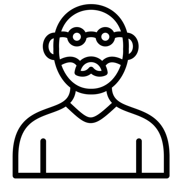 Ilustración del icono vectorial del hombre viejo del conjunto de iconos de limpieza