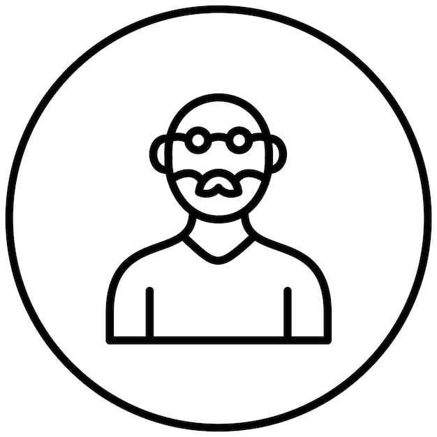 Ilustración del icono vectorial del hombre viejo del conjunto de iconos de limpieza
