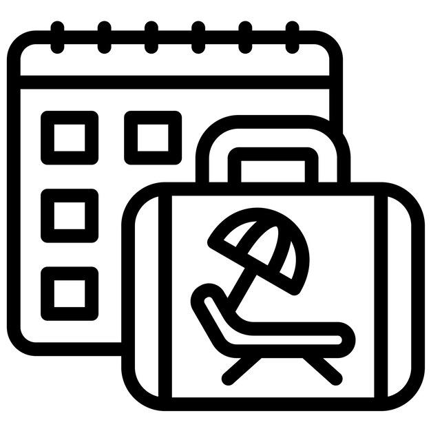 Ilustración del icono vectorial del horario del conjunto de iconos de planificación de vacaciones