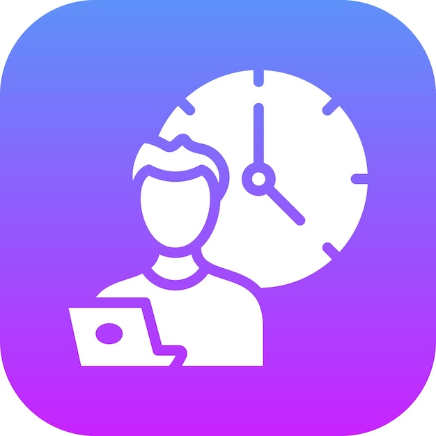 Ilustración del icono vectorial de las horas de trabajo del conjunto de iconos de Trabajo desde el hogar