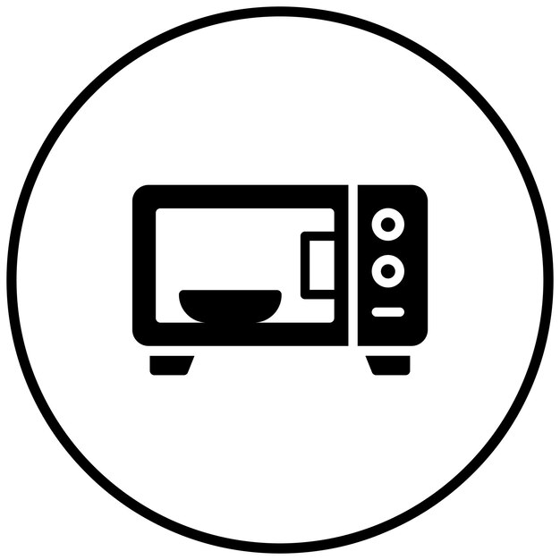 Ilustración del icono vectorial del horno de microondas del conjunto de iconos de artículos para el hogar