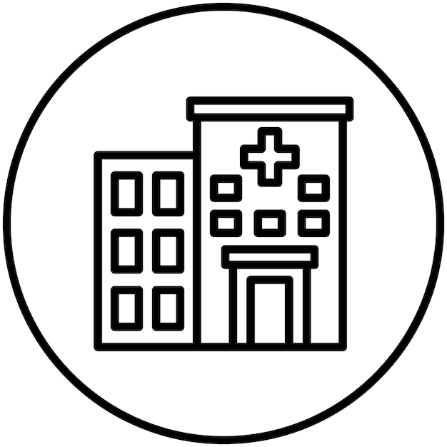 Ilustración del icono vectorial del hospital del conjunto de iconos de chequeo de salud