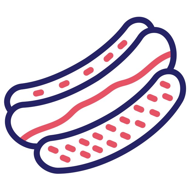 Ilustración del icono vectorial de Hot Dog del conjunto de iconos de World Cuisine
