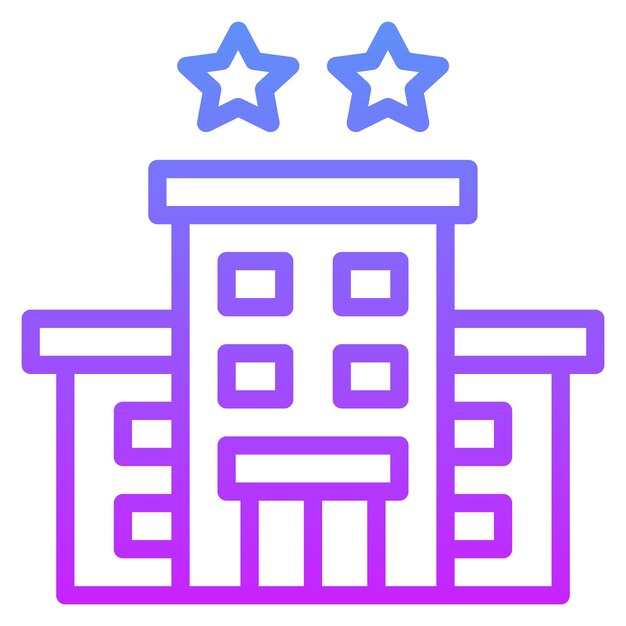 Ilustración del icono vectorial del hotel de 2 estrellas del conjunto de iconos de gestión del hotel