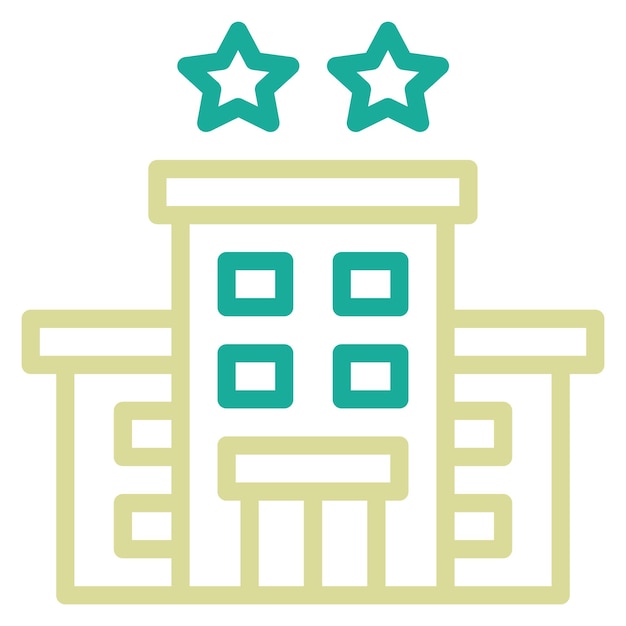 Ilustración del icono vectorial del hotel de 2 estrellas del conjunto de iconos de gestión del hotel