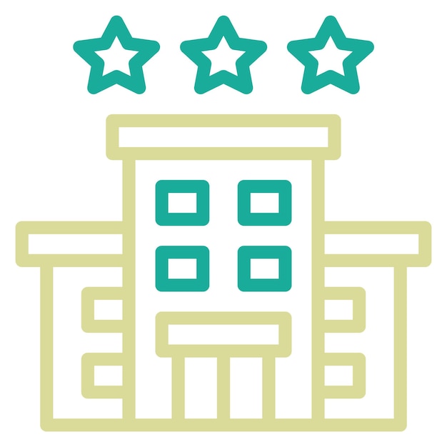 Ilustración del icono vectorial del hotel de 3 estrellas del conjunto de iconos de gestión del hotel