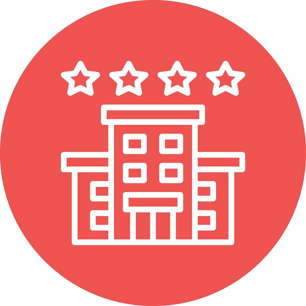 Ilustración del icono vectorial del hotel de 4 estrellas del conjunto de iconos de gestión del hotel