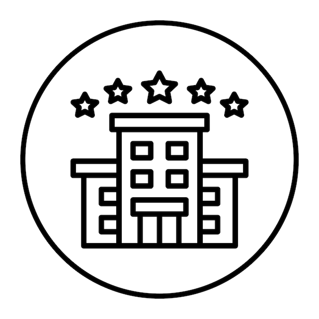 Vector ilustración del icono vectorial del hotel de 5 estrellas del conjunto de iconos de gestión del hotel