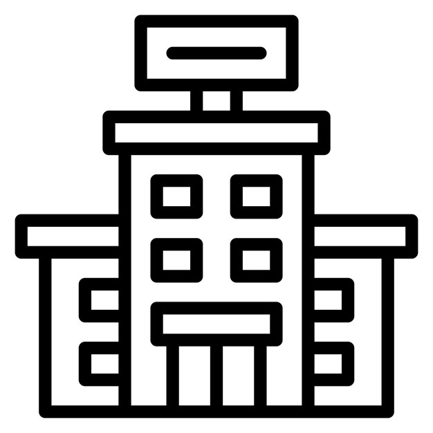 Ilustración del icono vectorial del hotel del conjunto de iconos de gestión del hotel