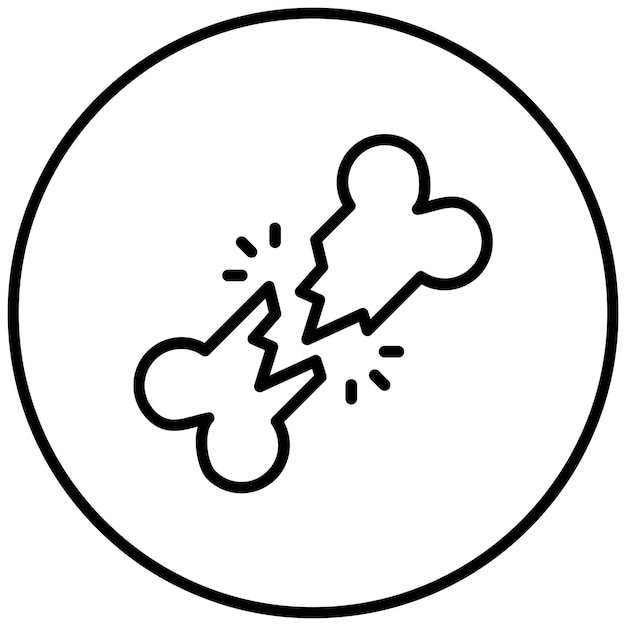 Ilustración del icono vectorial de hueso roto del conjunto de iconos de medicina