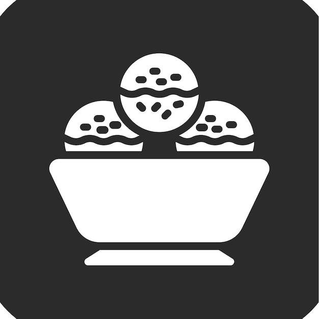 Ilustración del icono vectorial de Icecream Bowl del conjunto de iconos de dulces y dulces