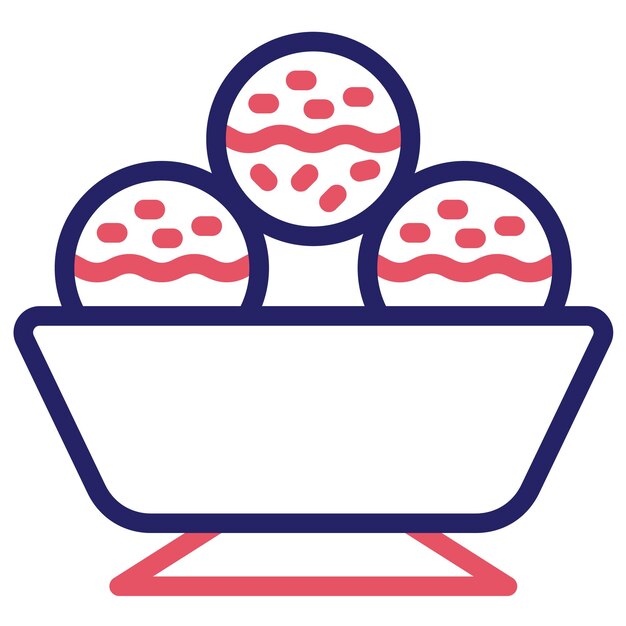 Ilustración del icono vectorial de Icecream Bowl del conjunto de iconos de dulces y dulces