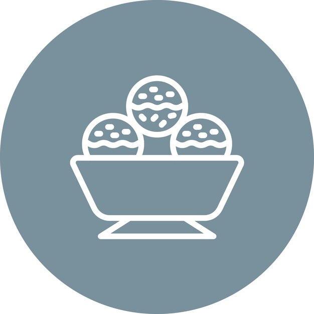 Ilustración del icono vectorial de Icecream Bowl del conjunto de iconos de dulces y dulces