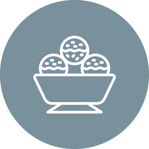 Ilustración del icono vectorial de Icecream Bowl del conjunto de iconos de dulces y dulces