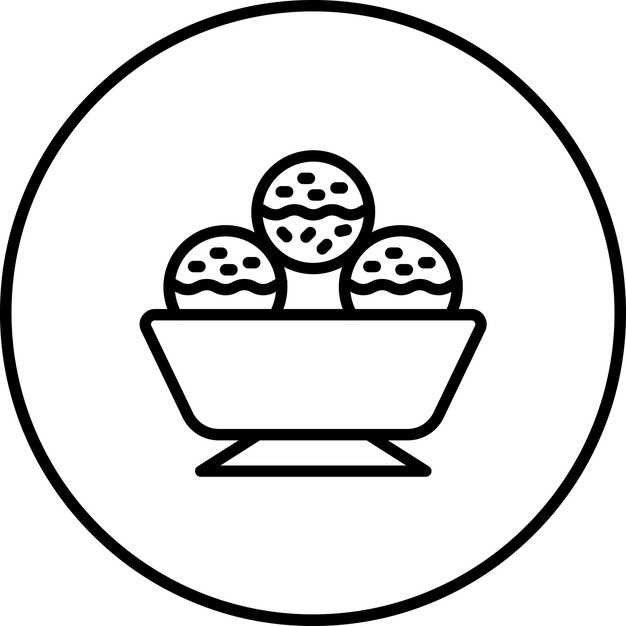Ilustración del icono vectorial de Icecream Bowl del conjunto de iconos de dulces y dulces