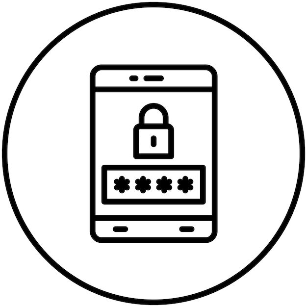 Ilustración del icono vectorial del icono de contraseña móvil del conjunto de iconos de redes y intercambio de datos