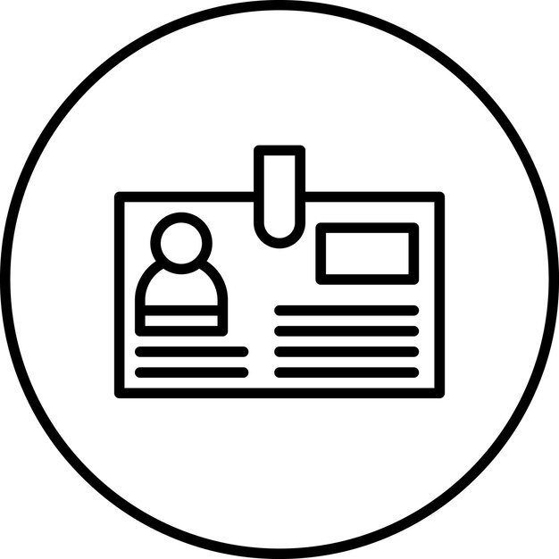 Ilustración del icono vectorial de identificación del conjunto de iconos de Crimen y Ley