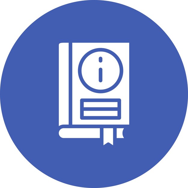 Ilustración del icono vectorial de información del libro del conjunto de iconos de la biblioteca