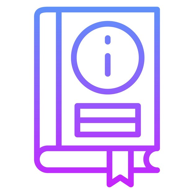 Ilustración del icono vectorial de información del libro del conjunto de iconos de la biblioteca