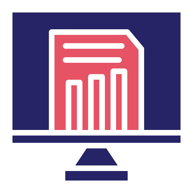 Ilustración del icono vectorial de los informes en línea del conjunto de iconos de negocios