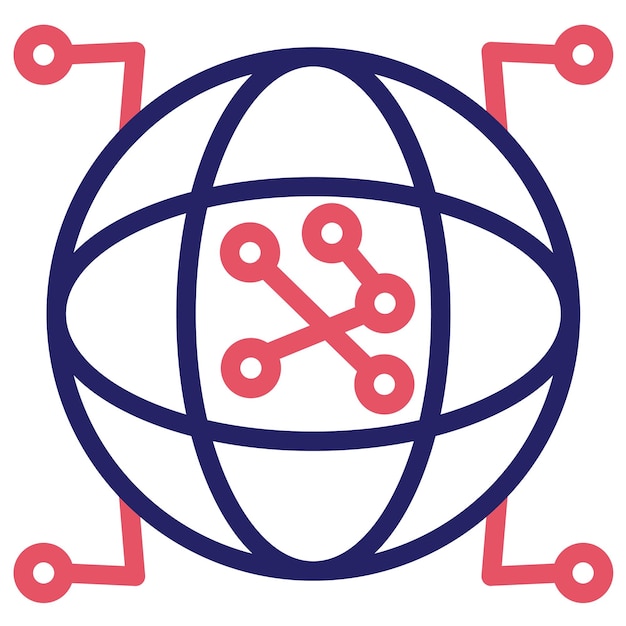 Ilustración del icono vectorial de la infraestructura global del conjunto de iconos de análisis de datos