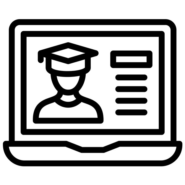Ilustración del icono vectorial de inicio de sesión del estudiante del conjunto de iconos de educación en línea