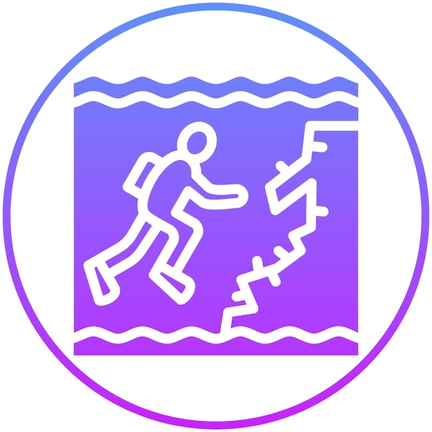 Ilustración de icono vectorial de inmersión en la pared del conjunto de iconos de vacaciones y turismo