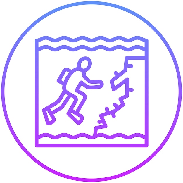 Ilustración de icono vectorial de inmersión en la pared del conjunto de iconos de vacaciones y turismo