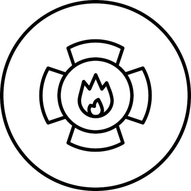 Ilustración del icono vectorial de la insignia de bomberos del conjunto de iconos de bomberos
