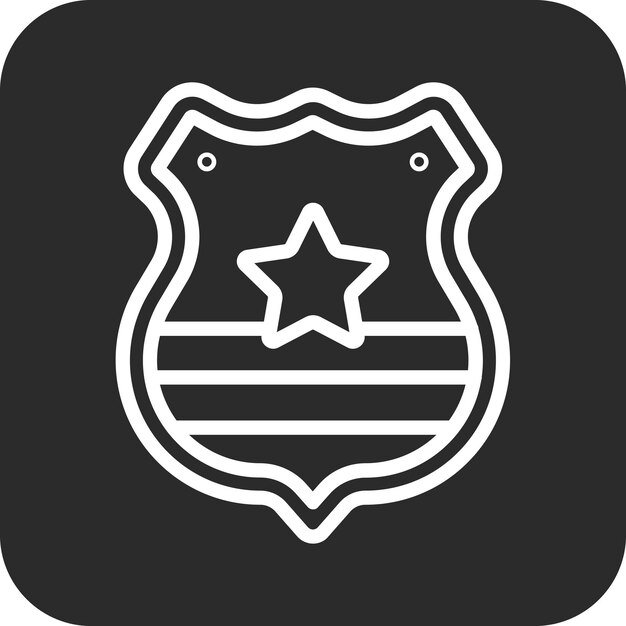 Ilustración del icono vectorial de la insignia de la policía del conjunto de iconos de Crimen y Ley